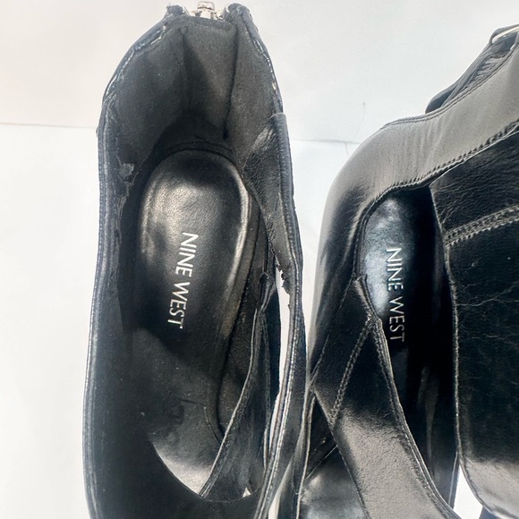 Nine West Black Ankle Strap Heels Back Zip Size 8.5 - Picture 5 of 12